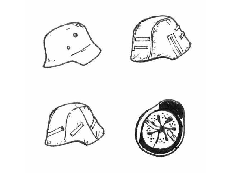 German WW II Helmets (6 pcs) - zdjęcie 1 German WW II Helmets (6 pcs) - zdjęcie 1