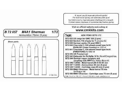 M4A1 Sherman  Ammunition 75 mm (5 pcs) for Dragon kit 1/72 - zdjęcie 2