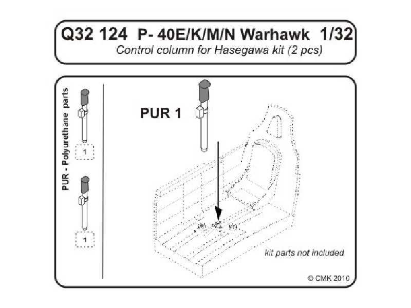 P-40E  Control column 1/32 for Hasegawa kit - zdjęcie 1