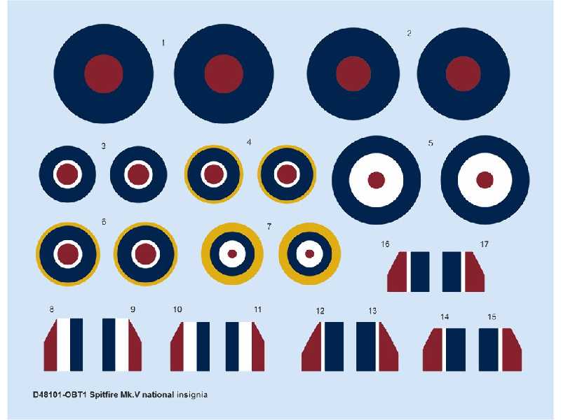 Spitfire Mk. V national insignia 1/48 - EDUARD - zdjęcie 1 Spitfire Mk. V national insignia 1/48 - EDUARD - zdjęcie 1