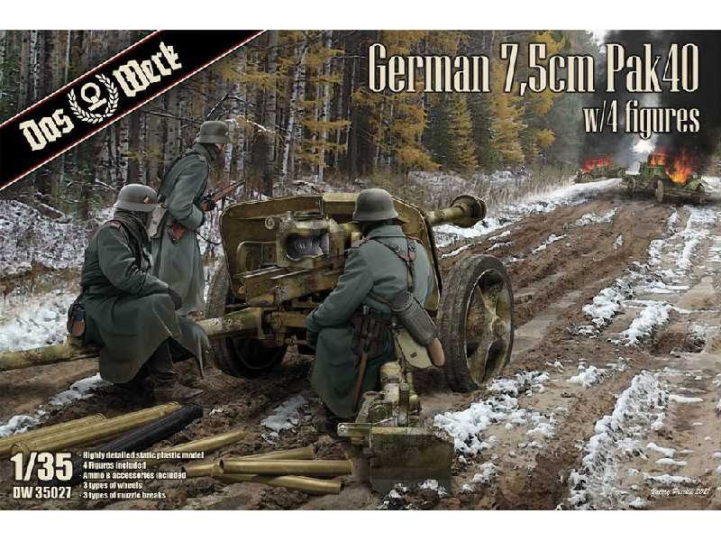 Niemieckie działo 7,5cm Pak 40 z obsługą - zdjęcie 1