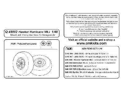 H.Hurricane Mk.I Wheels for Hasegawa - zdjęcie 2