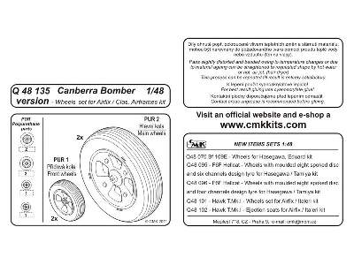 Canberra Bomber version  Wheels 1/48 for Airfix / Cl. Airframes  - zdjęcie 2