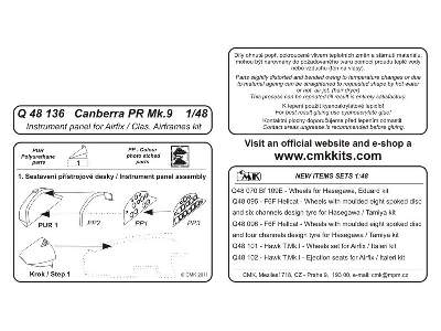 Canberra PR Mk.9  Instrument panel 1/48  for Airfix / Cl. Airfra - zdjęcie 2