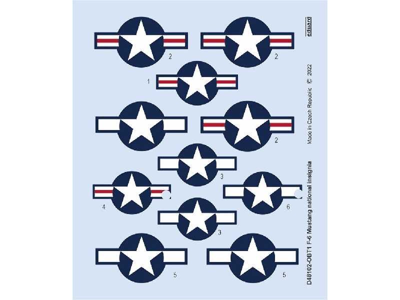 F-6 Mustang national insignia 1/48 - EDUARD - zdjęcie 1 F-6 Mustang national insignia 1/48 - EDUARD - zdjęcie 1