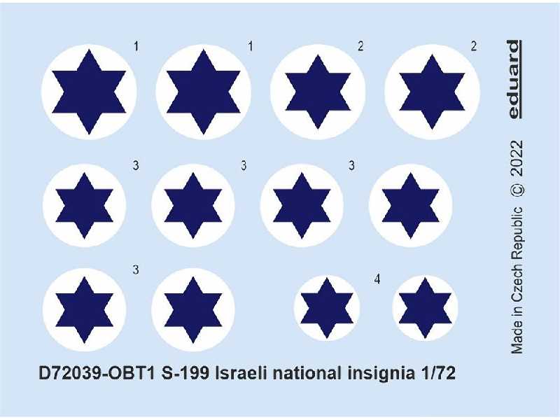 S-199 Israeli national insignia 1/72 - EDUARD - zdjęcie 1 S-199 Israeli national insignia 1/72 - EDUARD - zdjęcie 1