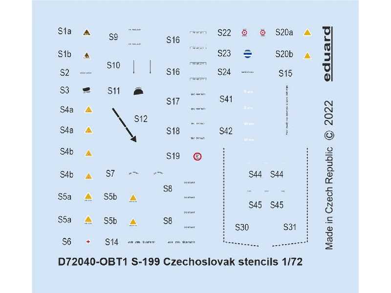 S-199 Czechoslovak stencils 1/72 - EDUARD - zdjęcie 1 S-199 Czechoslovak stencils 1/72 - EDUARD - zdjęcie 1