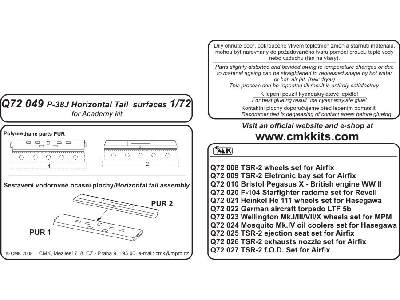 P-38J Lightning Tail horizontal surfaces for Academy - zdjęcie 2