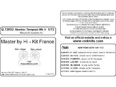 Hawker Tempes Mk.V - Wheels for Academy - zdjęcie 2