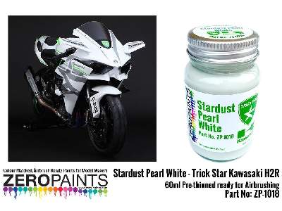 1018 - Trick Star Kawasaki H2r Stardust Pearl White Paint - zdjęcie 2