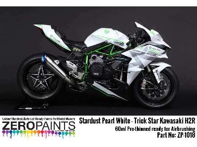 1018 - Trick Star Kawasaki H2r Stardust Pearl White Paint - zdjęcie 3