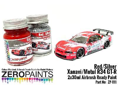 1111 - Xanavi/Motul Nismo (R34 & 350z) Red/Silver Paint Set - zdjęcie 2