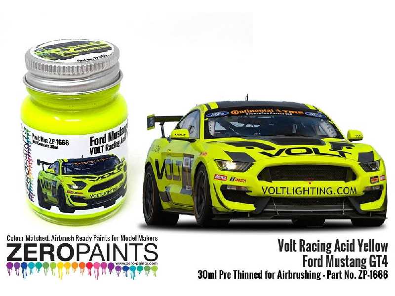 1666 Volt Racing Acid Yellow For Ford Mustang Gt4 - zdjęcie 1 1666 Volt Racing Acid Yellow For Ford Mustang Gt4 - zdjęcie 1