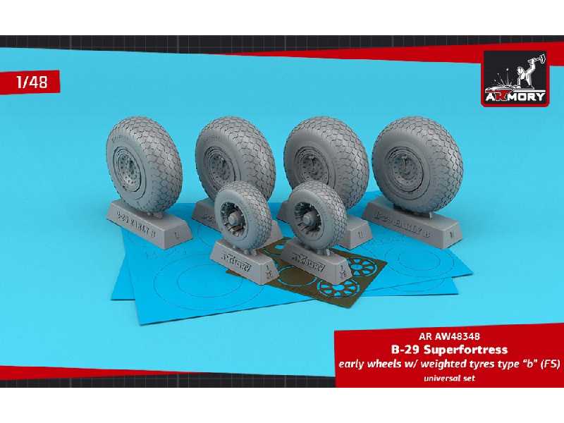 B-29 Superfortress Early Production Wheels W/ Weighted Tyres Type B (Fs) & Pe Hubcaps - zdjęcie 1 B-29 Superfortress Early Production Wheels W/ Weighted Tyres Type B (Fs) & Pe Hubcaps - zdjęcie 1