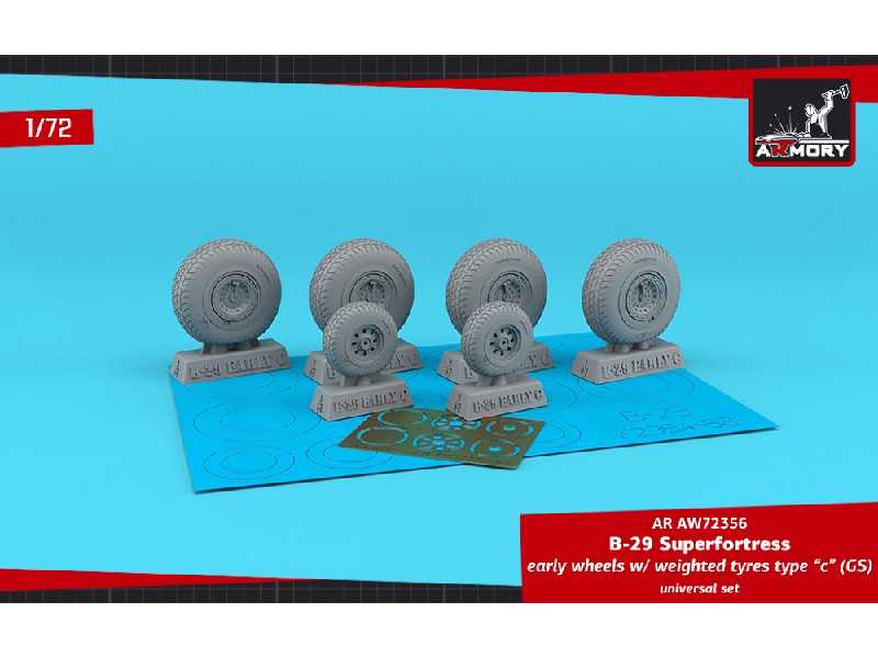 B-29 Superfortress Early Production Wheels W/ Weighted Tyres Type C (Gs) & Pe Hubcaps - zdjęcie 1 B-29 Superfortress Early Production Wheels W/ Weighted Tyres Type C (Gs) & Pe Hubcaps - zdjęcie 1