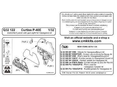 Curtiss P-40E  Instrument panel with gun sight 1/32 for Hasegawa - zdjęcie 2