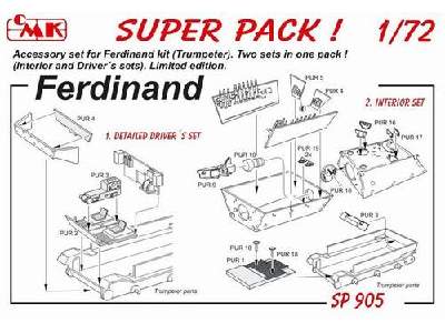 SP 905 SUPER PACK Ferdinand for Trumpeter kit 1/72 - zdjęcie 1
