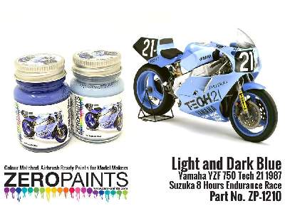 1210 - Light And Dark Blue Yamaha Yzf 750 Tech 21 Paint Set - zdjęcie 2