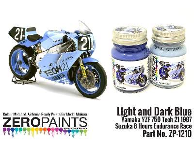 1210 - Light And Dark Blue Yamaha Yzf 750 Tech 21 Paint Set - zdjęcie 3