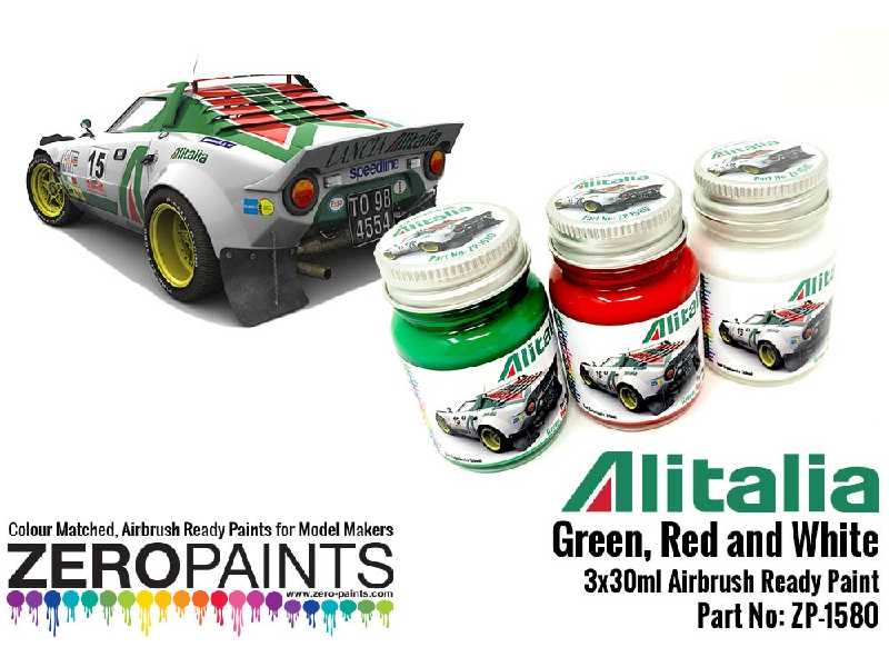 1580 - Alitalia (Lancia) Green, Red And White Paint Set - zdjęcie 1