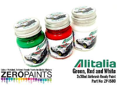 1580 - Alitalia (Lancia) Green, Red And White Paint Set - zdjęcie 2