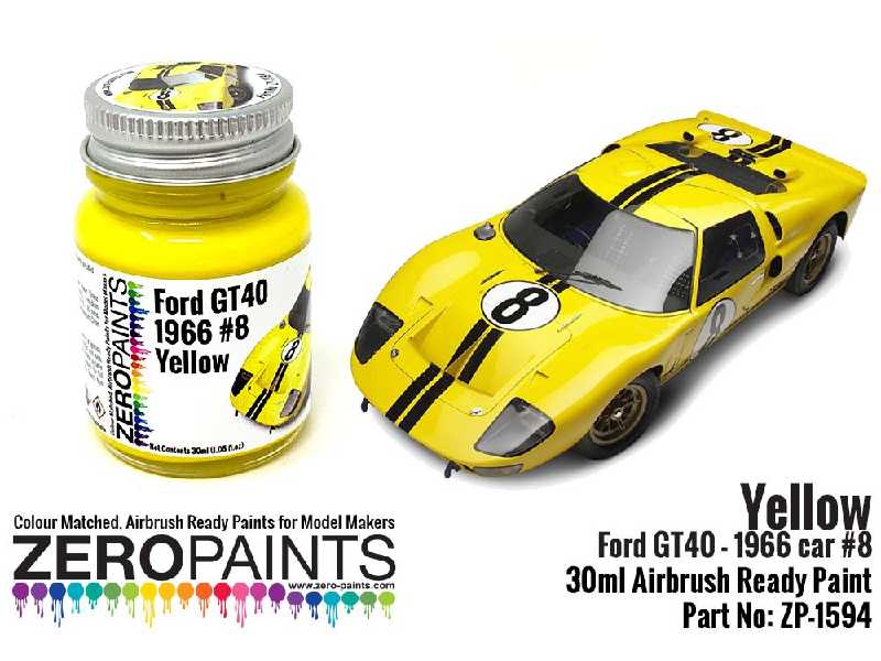 1594 - Ford Gt40 - 1966 Car #8 Yellow Paint - zdjęcie 1