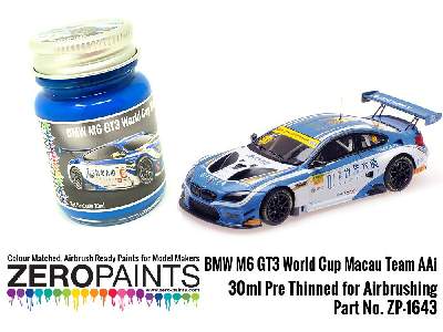 1643 Bmw M6 Gt3 World Cup Macau Team Aai Blue Paint - zdjęcie 1