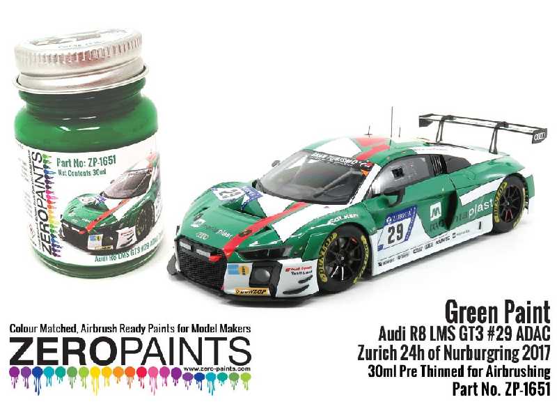 1651 - Audi R8 Lms Gt3 #29 Adac Zurich 24h Of Nurburgring 2017 Green Paint - zdjęcie 1 1651 - Audi R8 Lms Gt3 #29 Adac Zurich 24h Of Nurburgring 2017 Green Paint - zdjęcie 1