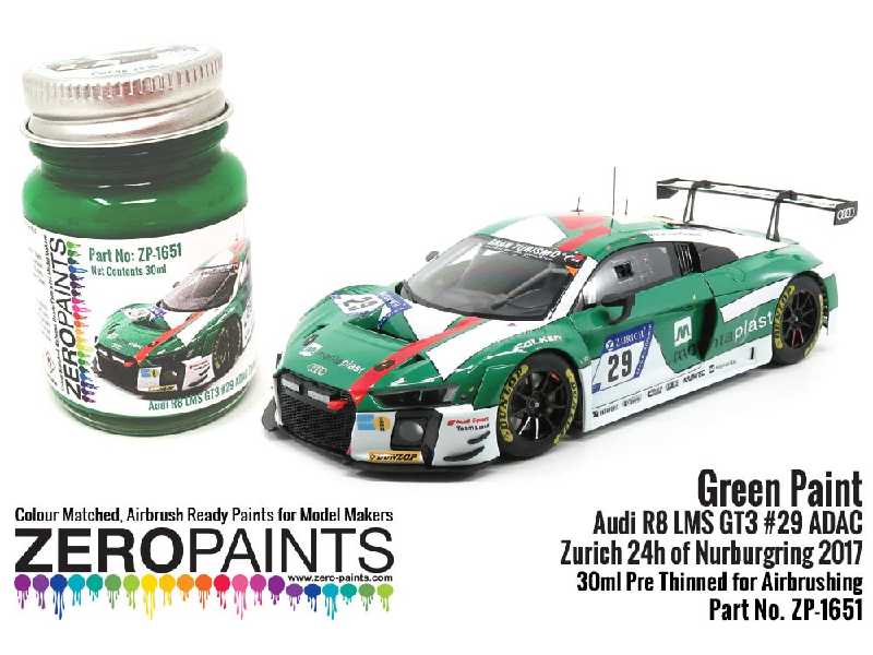 1651 - Audi R8 Lms Gt3 #29 Adac Zurich 24h Of Nurburgring 2017 Green Paint - zdjęcie 1