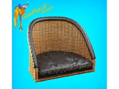 British Wicker Seat Full Back - Short And Tall , Small Leather Pad - zdjęcie 4