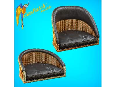 British Wicker Seat Full Back - Short And Tall Big, Leather Pad - zdjęcie 1