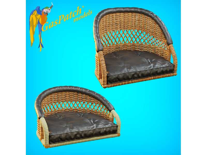 British Wicker Seat Perforated Back - Short And Tall, Small Leather Pad - zdjęcie 1 British Wicker Seat Perforated Back - Short And Tall, Small Leather Pad - zdjęcie 1
