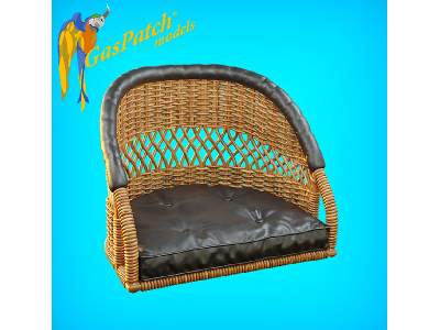 British Wicker Seat Perforated Back - Short And Tall, Small Leather Pad - zdjęcie 4