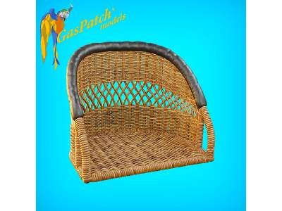 British Wicker Seat Perforated Back - Short And Tall, Small Leather Pad - zdjęcie 5