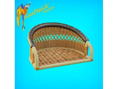 British Wicker Seat Perforated Back - Short Leather Frame ,tall Big Leather Pad - zdjęcie 3