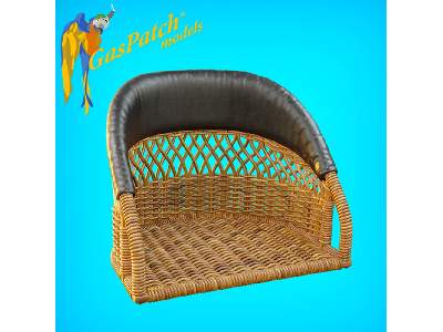 British Wicker Seat Perforated Back - Short Leather Frame ,tall Big Leather Pad - zdjęcie 5