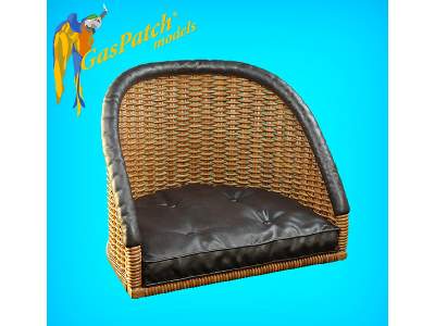 British Wicker Seat Full Back - Short And Tall , Small Leather Pad - zdjęcie 4