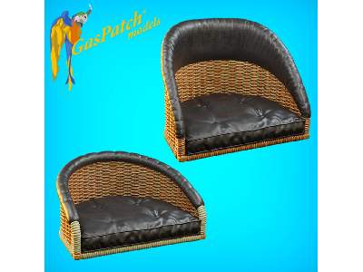 British Wicker Seat Full Back - Short And Tall Big, Leather Pad - zdjęcie 1