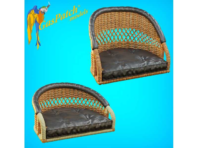 British Wicker Seat Perforated Back - Short And Tall, Small Leather Pad - zdjęcie 1