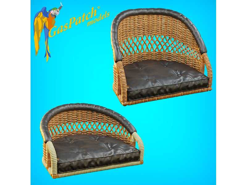British Wicker Seat Perforated Back - Short And Tall, Small Leather Pad - zdjęcie 1 British Wicker Seat Perforated Back - Short And Tall, Small Leather Pad - zdjęcie 1