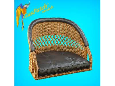 British Wicker Seat Perforated Back - Short And Tall, Small Leather Pad - zdjęcie 4