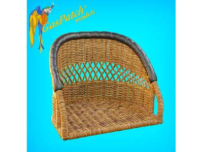 British Wicker Seat Perforated Back - Short And Tall, Small Leather Pad - zdjęcie 5