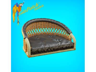 British Wicker Seat Perforated Back - Short Leather Frame ,tall Big Leather Pad - zdjęcie 2