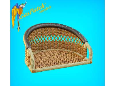 British Wicker Seat Perforated Back - Short Leather Frame ,tall Big Leather Pad - zdjęcie 3