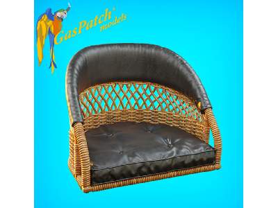 British Wicker Seat Perforated Back - Short Leather Frame ,tall Big Leather Pad - zdjęcie 4