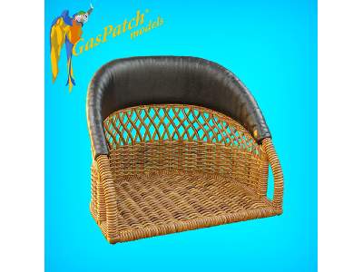 British Wicker Seat Perforated Back - Short Leather Frame ,tall Big Leather Pad - zdjęcie 5