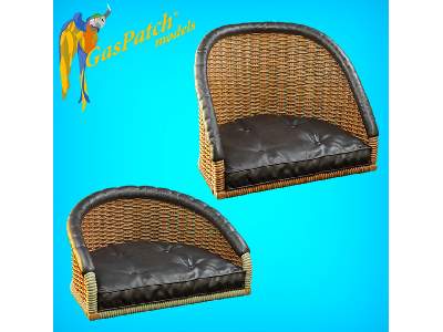 British Wicker Seat Full Back - Short And Tall , Small Leather Pad - zdjęcie 1