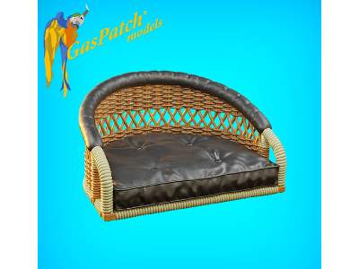 British Wicker Seat Perforated Back - Short And Tall, Small Leather Pad - zdjęcie 2
