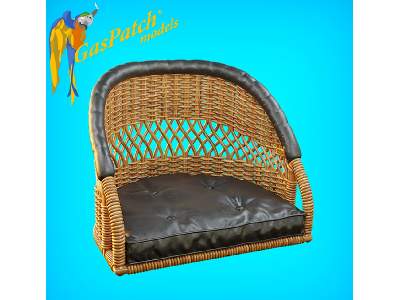British Wicker Seat Perforated Back - Short And Tall, Small Leather Pad - zdjęcie 4