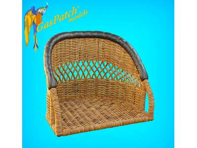 British Wicker Seat Perforated Back - Short And Tall, Small Leather Pad - zdjęcie 5